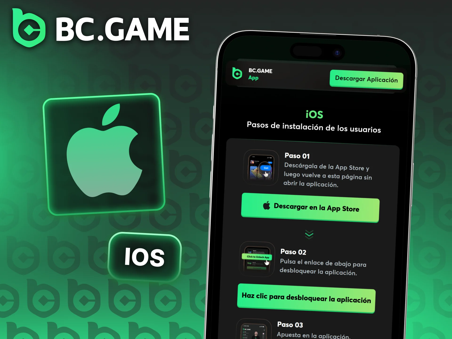 Instala la aplicación de BC Game en tu dispositivo Apple iOS.